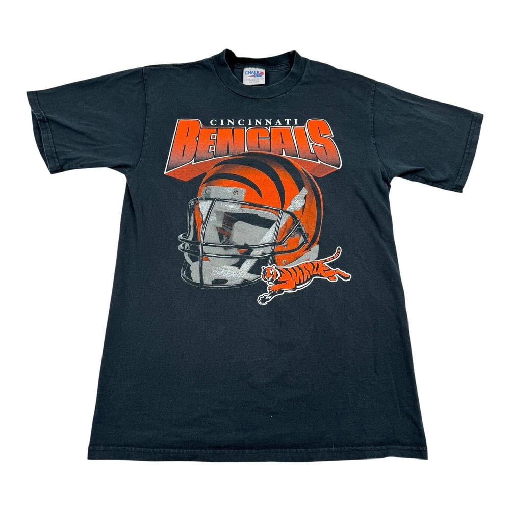 Vintage Cincinnati Bengals Shirt Mens Medium Black NFL Football Chalk Line 90s